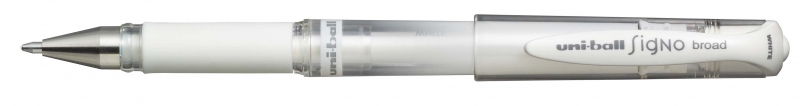 Uni-ball Signo Broad UM-153 Roller de Tinta Gel - Punta de Bola 1mm - Trazo Estilografico - Sujecion de Caucho - Color Blanco