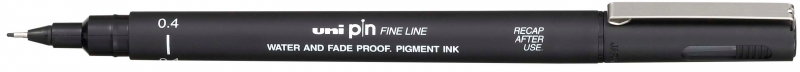 Uni-ball PIN04-200(S) Rotulador Calibrado - Punta Poliacetal 0.4mm - Tinta Pigmentada Resistente al Agua y Luz - Color Negro