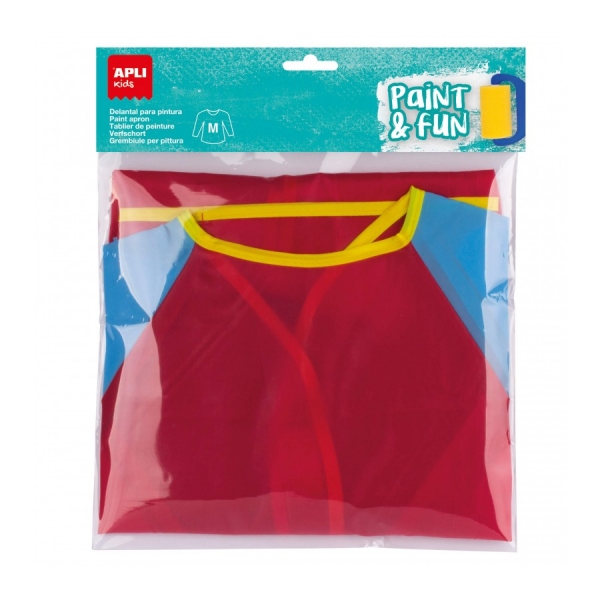 Apli Delantal/Bata para Pintura - Talla M - Bolsillo para Herramientas - Cierre Velcro Posterior - Ideal para Niños de 3 a 5 Años