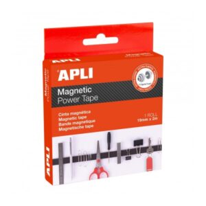 Apli Cinta Adhesiva Magnetica - Adhesivo por un Lado - Magnetico por el Otro - Facil de Cortar - Ideal para Manualidades y Fijacion en Superficies Metalicas - Color Negro