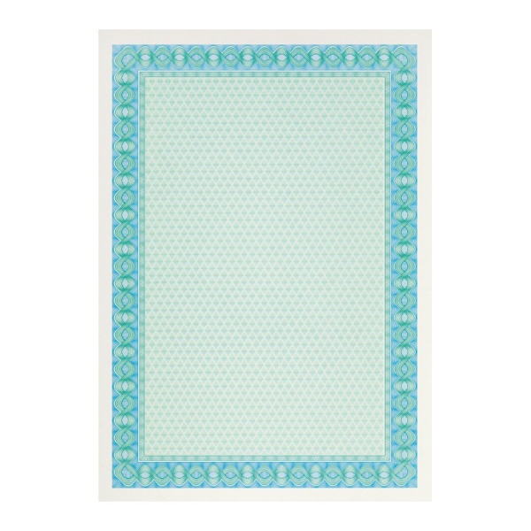 Apli Pack de 10 Hojas de Papel Certificado - Diseño Helico en el Marco - 115gr - Compatible con Impresoras Inkjet, Laser y Fotocopiadoras - Color Azul Turquesa