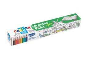 Carioca Coloring Roll Jungle Papel Adhesivo para Colorear - Aplicable en Superficies Verticales u Horizontales - Reutilizable sin Residuos - Incluye 8 Lapices de Colores - Color Varios