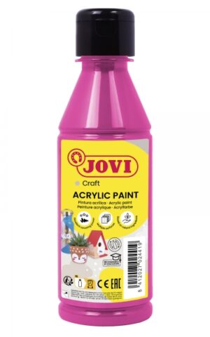 Jovi Jovidecor Acryl Pintura Acrilica Satinada - Alto Poder Cubriente - Facil Aplicacion - Multiusos - Resistente al Agua y Jabon - Color Rosa
