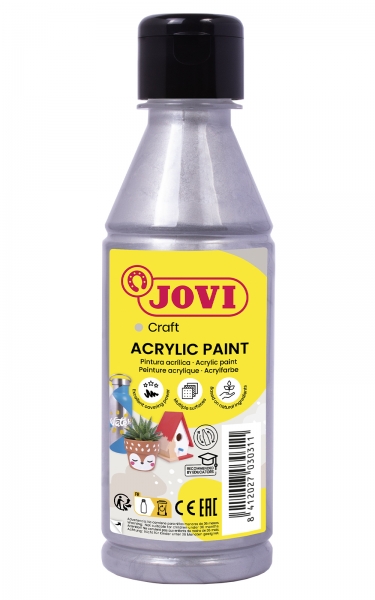 Jovi Jovidecor Acryl Pintura Acrilica Satinada - Alto Poder Cubriente - Facil Aplicacion - Resistente al Agua y Jabon - Color Gris