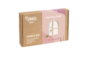 Jovi Diy Kit de Manualidades para Hacer Un Estante con Pasta Endurecible Air Dry - 500g de Airdry - Herramientas de Modelaje - Pinturas Gouache - Pinceles Calibrados - Color Varios