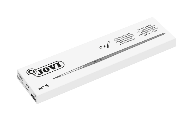 Jovi Pinceles Artisticos Pelo Poney Nº 5 - Pelo Natural - Mango de Madera - Calibre 00 al 12 - Punta Redonda - Pelo Suave - Color Varios