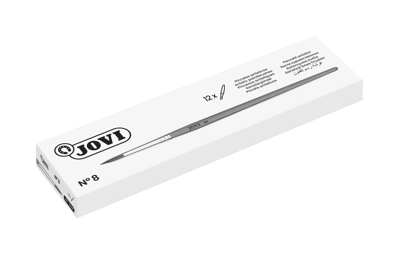 Jovi Pinceles Artisticos Pelo Poney Nº 8 - Pelo Natural - Mango de Madera - Calibre 00 al 12 - Punta Redonda - Pelo Suave - Color Varios