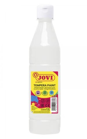 Jovi Tempera Paint Tempera Liquida 500ml - Base Agua - Lista para Usar - Alto Poder Cubriente - Secado Rapido - Excelente Fluidez - Adherencia en Multiples Superficies - Color Blanco