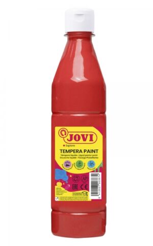 Jovi Tempera Paint Tempera Liquida 500ml - Base Agua - Lista para Usar - Alto Poder Cubriente - Secado Rapido - Excelente Fluidez - Adherencia en Multiples Superficies - Color Rojo Bermellon
