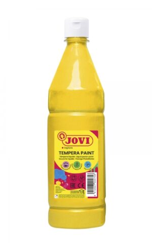 Jovi Tempera Paint Tempera Liquida 1000ml - Base Agua - Lista para Usar - Alto Poder Cubriente - Secado Rapido - Excelente Rendimiento - Facil Aplicacion - Color Amarillo