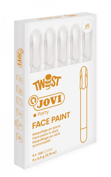Jovi Twist Stick de Pintura de Cara - Hipoalergenico - Base Agua - Facil Aplicacion - Gran Cobertura - Secado Rapido - Facil de Retirar - Libre de Parabenos y Alergenos - Color Blanco