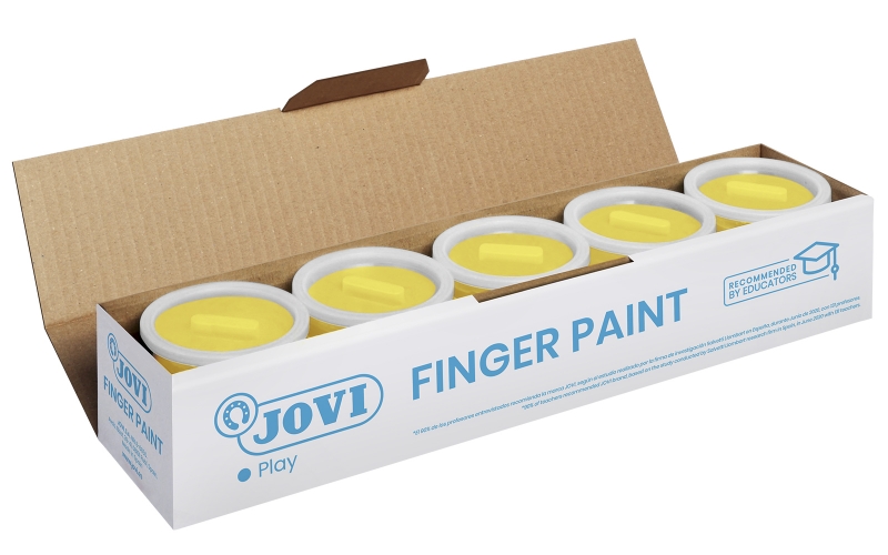 Jovi Bote de Pintura de Dedos - 125ml Pintura de Dedos - Colores Mezclables - Textura Gelatinosa - Lavable - sin Gluten Ni Alergenos - No Toxico - Estimula la Coordinacion Motora - Color Amarillo