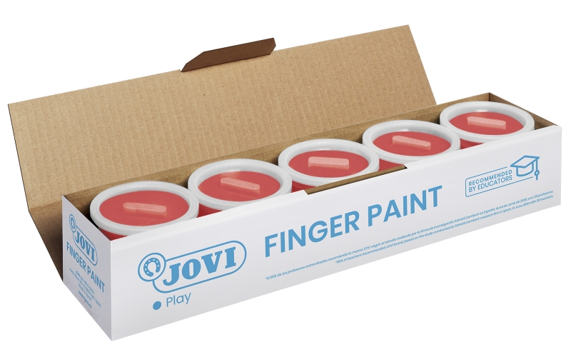 Jovi Bote de Pintura de Dedos - 125ml Pintura de Dedos - Colores Mezclables - Textura Gelatinosa - Lavable - sin Gluten Ni Alergenos - No Toxico - Estimula la Coordinacion Motora - Color Rojo