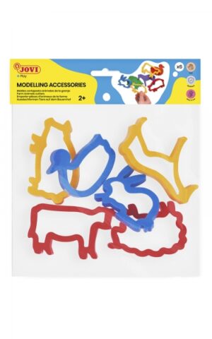 Jovi Modelling Accessories Bolsa Colgable con 6 Moldes de Corte Animales de Granja - Plastico Duradero - Formas de Animales de la Granja - Ideal para Plastilina - Color Surtido