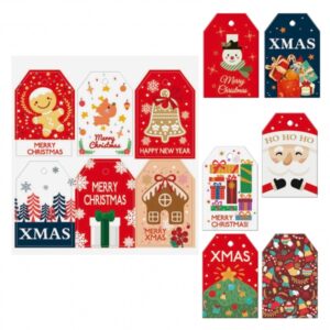 Dohe Navidad Pack de 48 Etiquetas para Regalos - Diseños Navidad - Tamaño 4,6x6,8cm - Troqueladas sobre Cartulina - Incluyen Cordon