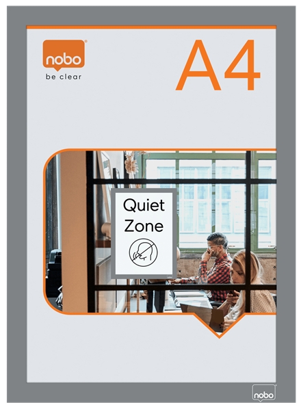 Nobo Pack de 2 Marcos Autoadhesivos Magneticos en Formato A4 - Colocacion en Vertical u Horizontal - Marco de Color Plateado