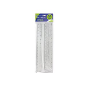 Bismark Pack de 2 Reglas Milimetradas 30cm - Con Plantilla de Caracteres Rotulables - Ideal para Colegio - Fabricada en Plastico - Transparente