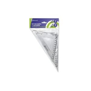 Bismark Pack de Escuadra 13cm y Cartabon 18cm - Fabricados en Plastico - Ideal para el Colegio - Transparentes
