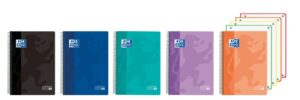 Oxford Europeanbook 4 Cuaderno A5+ Cuadriculado 5x5mm 120 Hojas 90gr - Tapa Superresistente - 4 Bandas de Color - Colores Vivos Surtidos