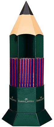 Faber-Castell Janus 2160 Expositor de 120 Lapices Finos Bicolor Hexagonales - Ecologico - Resistente a la Rotura - Color Rojo/Azul