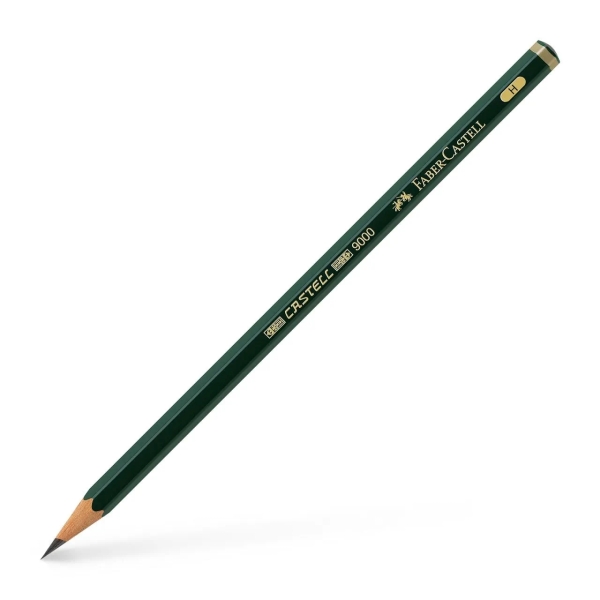 Faber-Castell Castell 9000 Lapiz de Grafito H - Mina Resistente a la Rotura - Ecologico