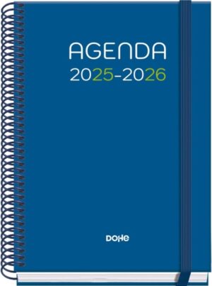 Dohe Logic Agenda Escolar 25/26 Espiral A5 - Semana Vista - Papel 70g/m2 - 4 Hojas de Pegatinas - Cubierta de Carton Plastificado - Cierre con Goma Elastica