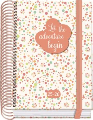 Dohe Bubbles Agenda Escolar 25/26 Espiral A6 - Dia Pagina - Papel 70g/m2 - 4 Hojas de Pegatinas - Cubierta de Carton Plastificado - Cierre con Goma Elastica