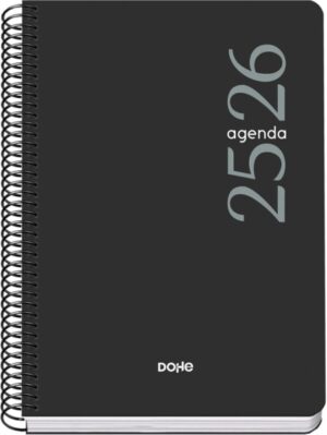 Dohe Esencial Agenda Escolar 25/26 Espiral A5 - Dia Pagina - Papel 70g/m2 - Cubierta en Polipropileno - Color Negro