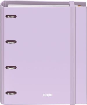 Dohe Serenity Carpeta de 4 Anillas Mixtas de 35mm Recambio 100 Hojas Cuadricula 5mm - Formato A4 - Cierre con Goma - Incluye 4 Separadores y Sobre de Polipropileno - Color Morado