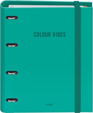 Dohe Colour Vibes Carpeta de 4 Anillas Mixtas de 35mm Recambio 100 Hojas Cuadricula 5mm - Formato A4 - Cierre con Goma - Incluye 4 Separadores y Sobre de Polipropileno - Color Verde