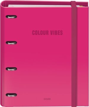 Dohe Colour Vibes Carpeta de 4 Anillas Mixtas de 35mm Recambio 100 Hojas Cuadricula 5mm - Formato A4 - Cierre con Goma - Incluye 4 Separadores y Sobre de Polipropileno - Color Rosa