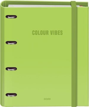Dohe Colour Vibes Carpeta de 4 Anillas Mixtas de 35mm Recambio 100 Hojas Cuadricula 5mm - Formato A4 - Cierre con Goma - Incluye 4 Separadores y Sobre de Polipropileno - Color Verde Lima