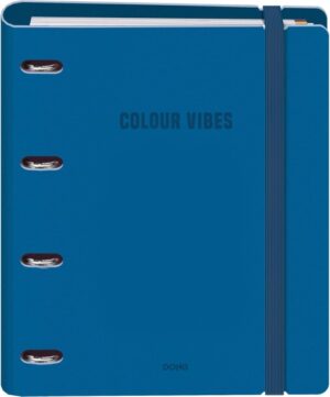 Dohe Colour Vibes Polyfoam Carpeta de 4 Anillas Mixtas de 35mm A4 Recambio 100 Hojas Cuadricula 5mm - Cubierta de Polyfoam 2mm - Cierre con Goma - Incluye 4 Separadores y Sobre de Polipropileno - Color Azul