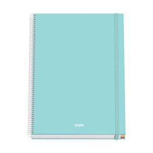 Dohe Serenity Cuaderno Espiral A4 100 Hojas Microperforadas Cuadricula 5mm - Tapa Dura Carton Forrado - Cierre de Goma - Bandas de Color - Color Verde