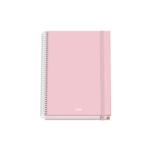 Dohe Serenity Cuaderno Espiral A5 100 Hojas Cuadricula 5mm - Tapa Dura Impresa a todo Color y Plastificada en Brillo - Bandas de Color - Cierre de Goma - Color Rosa