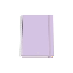 Dohe Serenity Cuaderno Espiral A5 100 Hojas Cuadricula 5mm - Tapa Dura Impresa a todo Color y Plastificada en Brillo - Bandas de Color - Cierre de Goma - Color Morado