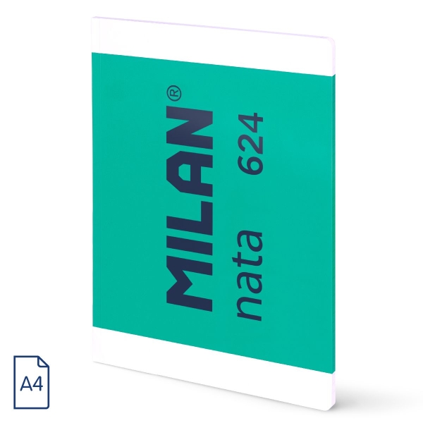 Milan Nata 624 Libreta Encolada Formato A4 Cuadricula 5x5mm - 48 Hojas de 95 gr/m2 - Microperforado - Color Verde