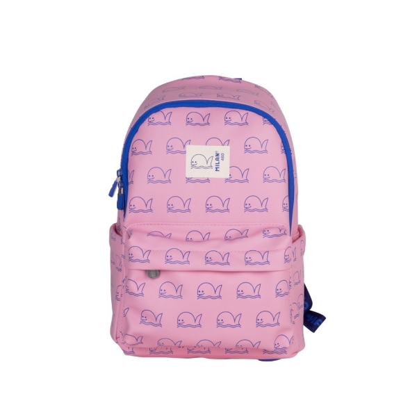 Milan Coleccion 460 Mochila Infantil Casual 9.5L - Compartimento Principal y Bolsillo Frontal con Cremalleras - 2 Bolsillos Laterales - Color Rosa/Azul