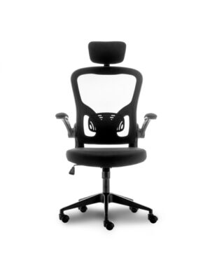 Urban Factory Ergo Silla de Oficina Ergonomica - Soportes Lumbar y Cervical Ajustables - Respaldo de Malla - Ajustable - Color Negro