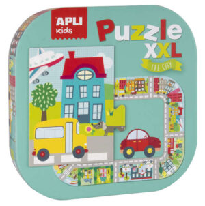 Apli Puzle xxl Ciudad - 20 Piezas de 14.5cm - Circuito Cerrado con Ilustraciones - Doble Diversion - Carton 2mm Brillante - Desarrollo de Habilidades - Regalo Ideal para Niños - Colorido
