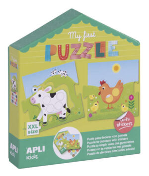 Apli My First Puzzle con Gomets - Ideal para Niños Pequeños - Fomenta la Coordinacion y la Concentracion - Incluye Pegatinas para Decorar El Puzzle