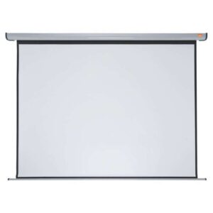 Nobo Pantalla de Proyeccion Electrica para Pared 2400 × 1800mm - Montaje en Pared - Control Remoto - Superficie Blanca Mate - Color Blanco