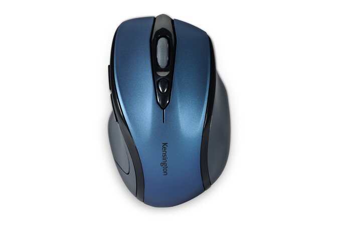 Kensington Pro Fit Raton Inalambrico 2,4GHz 1600dpi - Sensor Optico 1750ppp - 5 Botones - Uso Diestro - Tamaño Mediano Ergonomico - Color Azul/Negro