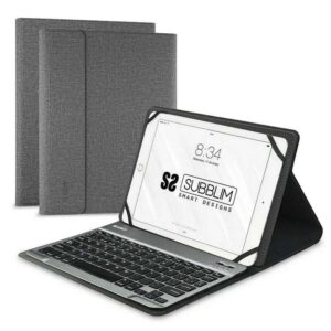 Subblim Teclado Bluetooth extraíble - Funda universal 9-10,1" - Diseño ultradelgado - Soporte ajustable - Acceso a todas las funciones - Sistema magnético - Resistente y adaptable - Inalámbrico - Bluetooth - Color Gris