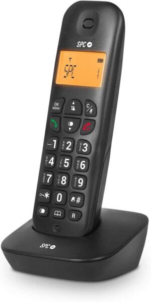 SPC Air Telefono Fijo Inalambrico - Pantalla Retroiluminada 35x22mm - Identificacion de Llamadas - 5 Melodias Disponibles - Practico y Sencillo - Disponible en 2 Colores - Posibilidad de Transferir Llamadas - Color Negro