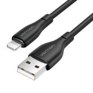 Vention Cable de Carga USB-A/Lightning - TPE Duradero - Transferencia 480Mbps - Alimentacion 2A - Potencia 10W Max - 1 Metro - Color Negro