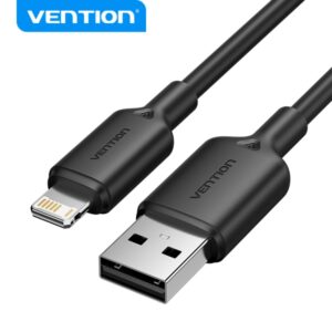 Vention Cable USB 2.0 Lightning - Galvanizado Nickel - Transmision 480Mbps - Salida 2.4A - 2M - Color Negro