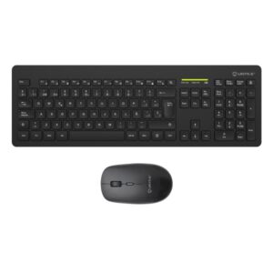 Unykach MK212 Pro Slim Wireless Pack de Teclado Inalambrico Slim 108 Teclas de Membrana + Raton Inalambrico 1600dpi, 3 Botones, Uso Ambidiestro - Color Negro