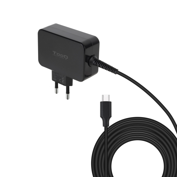 Tooq Cargador de Portatil GaN USB-C/PD 45W - Cable de 1.80m - Color Negro