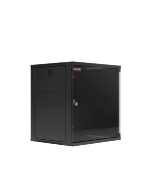 WP RWA-09604-B Armario Mural 9U Fondo 450 - Puerta de Cristal - Cerradura de Seguridad - Color Negro